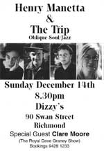 Henry Manetta and the Trip  Past Gigs Poster at Dizzys